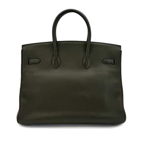 HERMES BIRKIN 35 VERT OLIVE TAURILLON CLEMENCE HAND BAG □E SHW 90293503 - PURPOSE