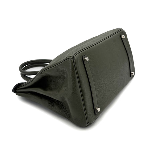 HERMES BIRKIN 35 VERT OLIVE TAURILLON CLEMENCE HAND BAG □E SHW 90293503 - PURPOSE