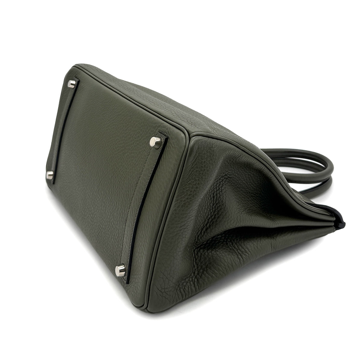 HERMES BIRKIN 35 VERT OLIVE TAURILLON CLEMENCE HAND BAG □E SHW 90293503