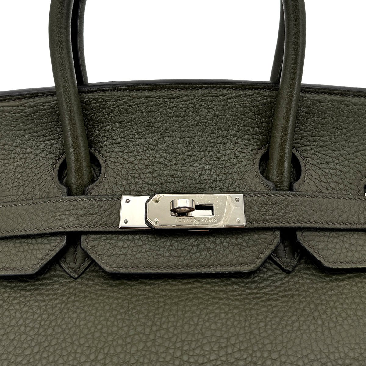 HERMES BIRKIN 35 VERT OLIVE TAURILLON CLEMENCE HAND BAG □E SHW 90293503