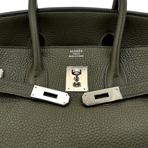 HERMES BIRKIN 35 VERT OLIVE TAURILLON CLEMENCE HAND BAG □E SHW 90293503 - PURPOSE