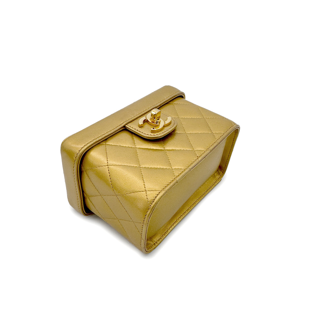 CHANEL VINTAGE CHAIN SHOULDER BANITY BAG GOLD LAMB SKIN 90293506