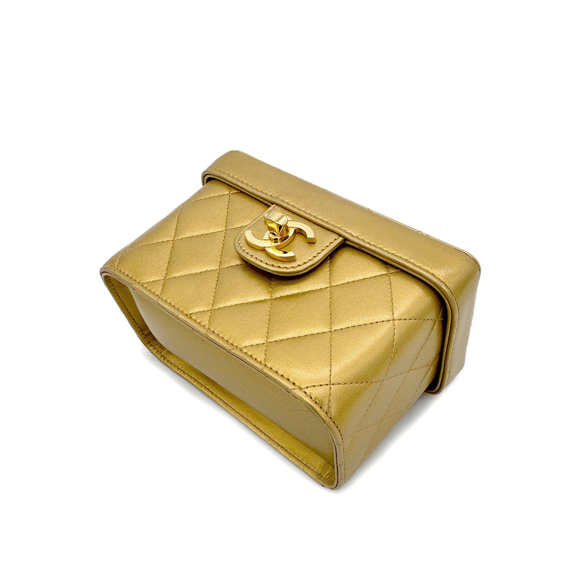 CHANEL VINTAGE CHAIN SHOULDER BANITY BAG GOLD LAMB SKIN 90293506