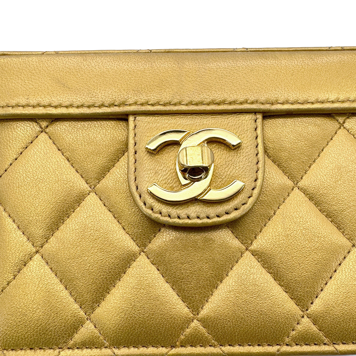 CHANEL VINTAGE CHAIN SHOULDER BANITY BAG GOLD LAMB SKIN 90293506