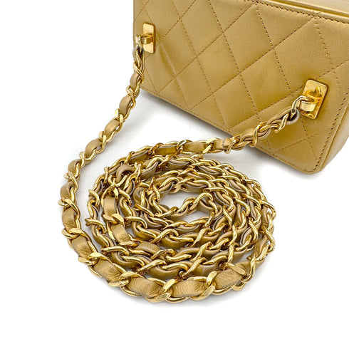 CHANEL VINTAGE CHAIN SHOULDER VANITY BAG GOLD LAMB SKIN 90293506 - PURPOSE