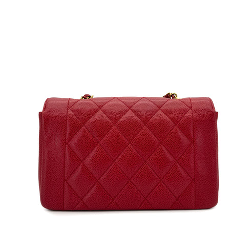 CHANEL VINTAGE DIANA SMALL CHAIN SHOULDER BAG RED CAVIAR SKIN 90293507 - PURPOSE