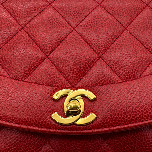 CHANEL VINTAGE DIANA SMALL CHAIN SHOULDER BAG RED CAVIAR SKIN 90293507 - PURPOSE