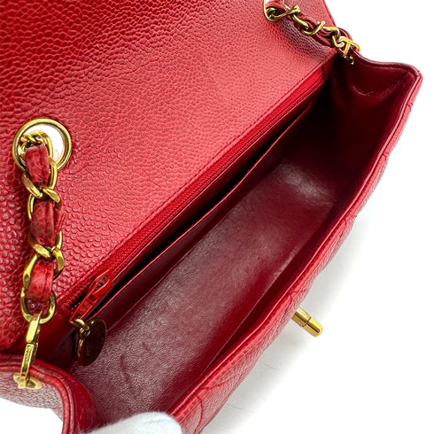 CHANEL VINTAGE DIANA SMALL CHAIN SHOULDER BAG RED CAVIAR SKIN 90293507 - PURPOSE