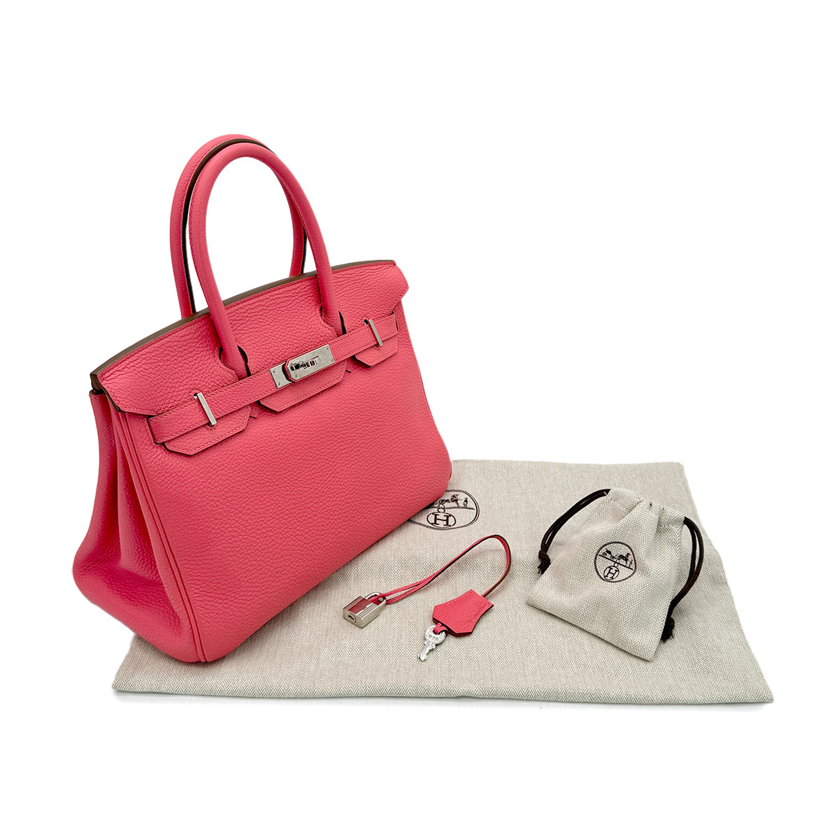 HERMES BIRKIN 30 ROSE LIPSTICK TOGO HAND BAG □Q SHW 90293510