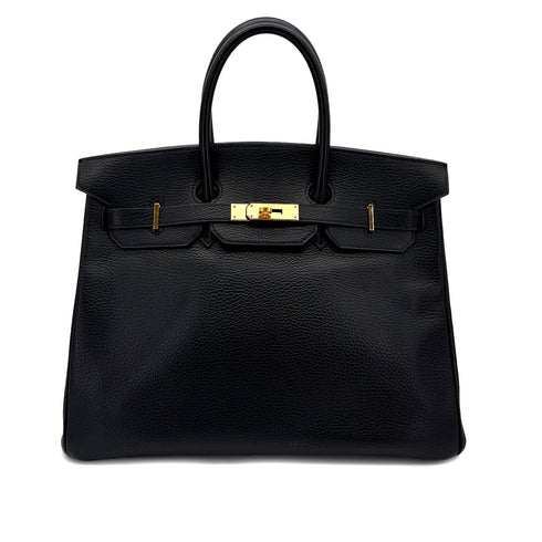 HERMES BIRKIN 35 BLACK ARDENNES HAND BAG □F GHW 90293511 - PURPOSE