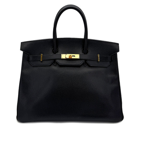 HERMES BIRKIN 35 BLACK ARDENNES HAND BAG □F GHW 90293511 - PURPOSE