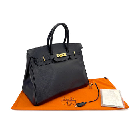 HERMES BIRKIN 35 BLACK ARDENNES HAND BAG □F GHW 90293511 - PURPOSE