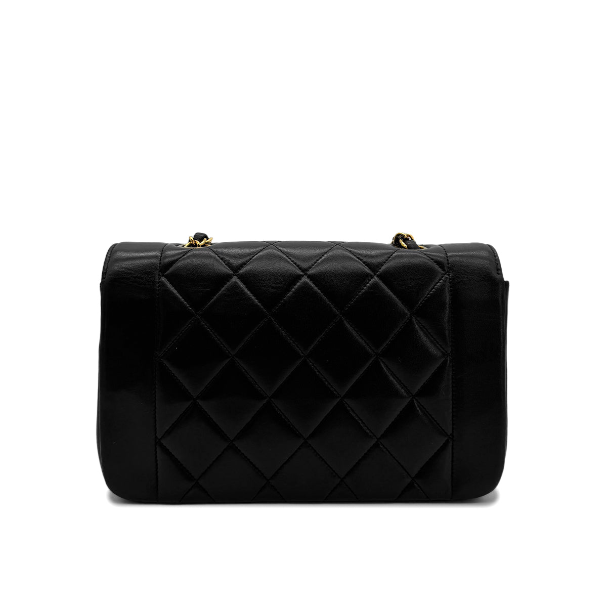 CHANEL VINTAGE DIANA SMALL CHAIN SHOULDER BAG BLACK LAMB SKIN 90293513