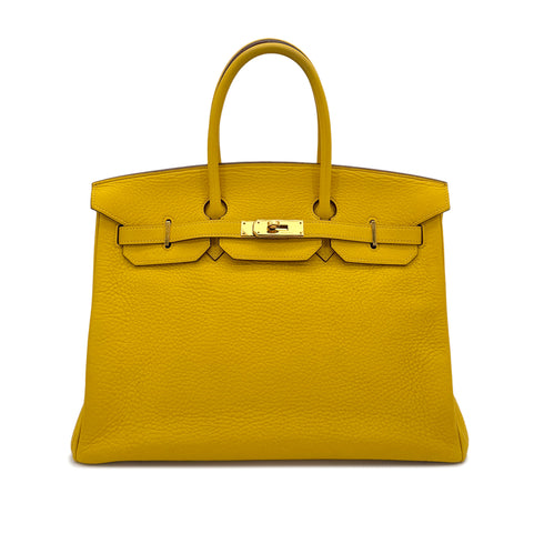 HERMES BIRKIN 35 JAUNE TAURILLON CLEMENCE HAND BAG □G GHW 90293516 - PURPOSE