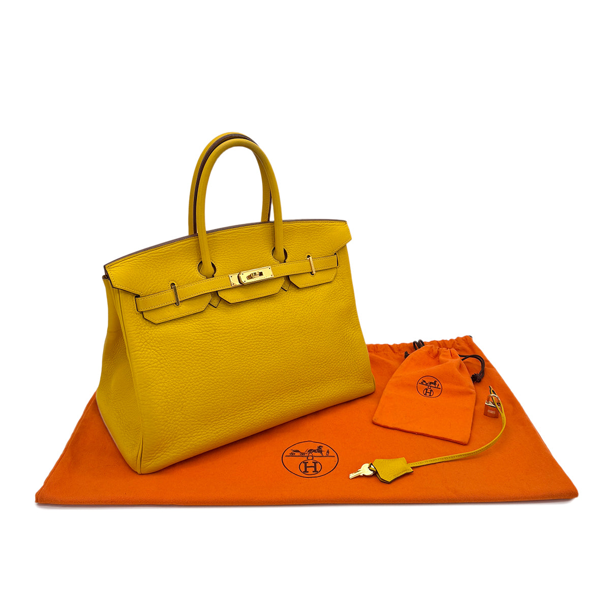 HERMES BIRKIN 35 JAUNE TAURILLON CLEMENCE HAND BAG □G GHW 90293516