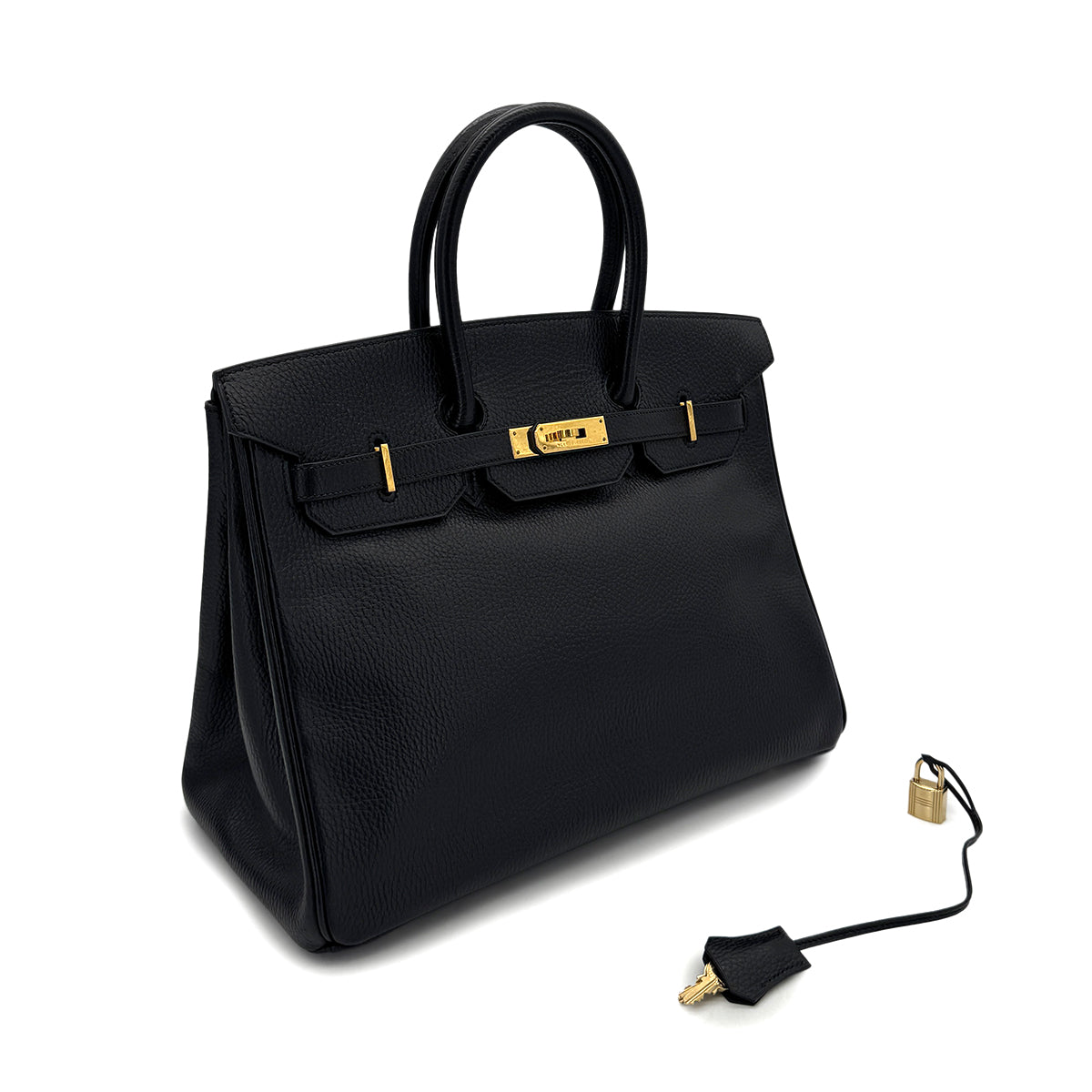 HERMES BIRKIN 35 BLACK ARDENNES HAND BAG □B GHW 90293521