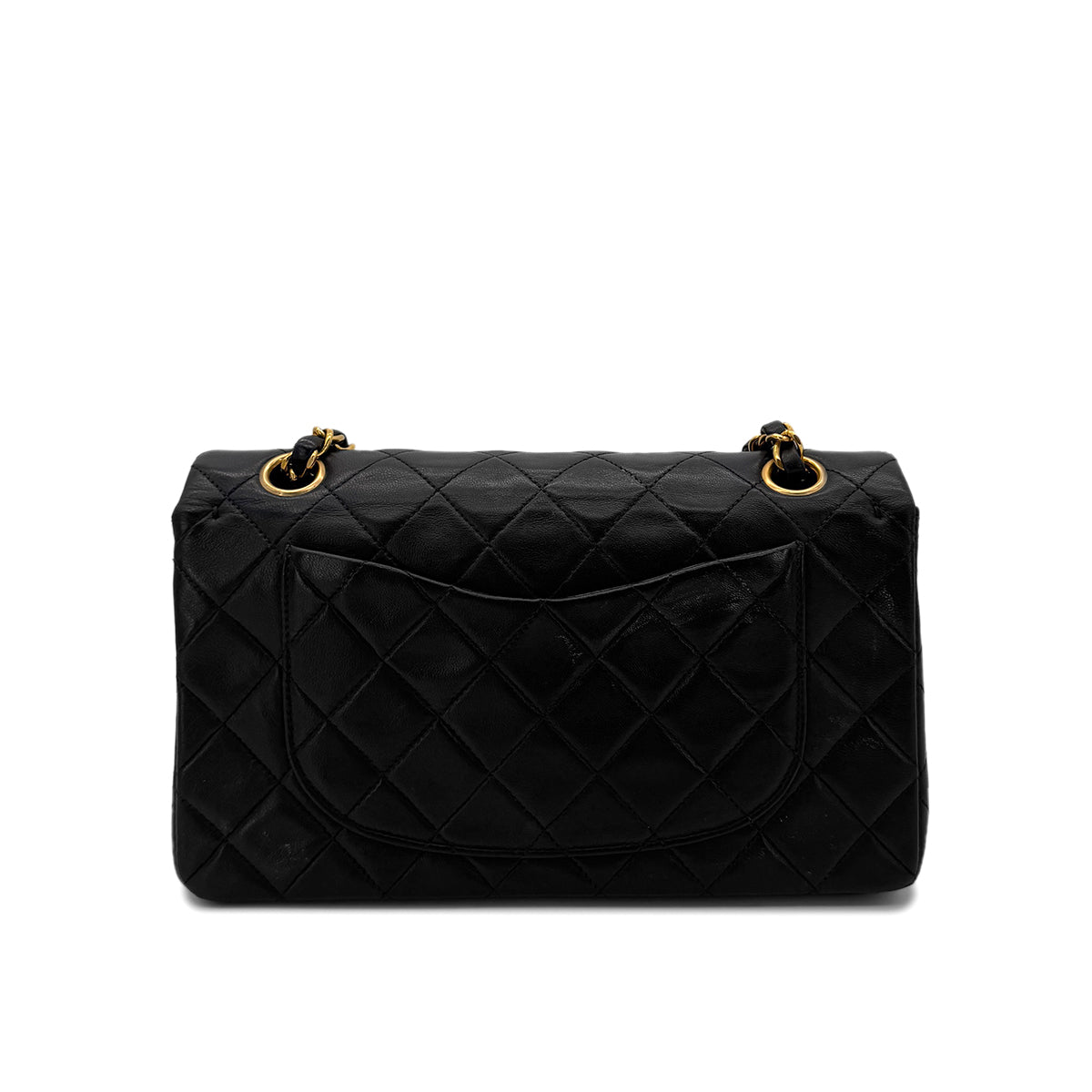 CHANEL VINTAGE CLASSIC FLAP SMALL CHAIN SHOULDER BAG BLACK LAMB SKIN 90293524