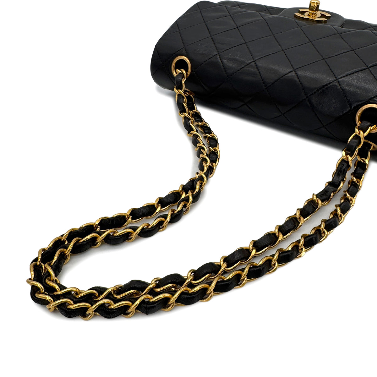 CHANEL VINTAGE CLASSIC FLAP SMALL CHAIN SHOULDER BAG BLACK LAMB SKIN 90293524