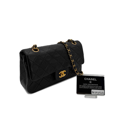 CHANEL VINTAGE CLASSIC FLAP SMALL CHAIN SHOULDER BAG BLACK LAMB SKIN 90293524 - PURPOSE
