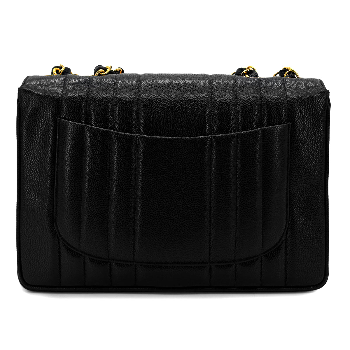 CHANEL VINTAGE MADEMOISELLE CHAIN SHOULDER BAG BLACK CAVIAR SKIN 90293534