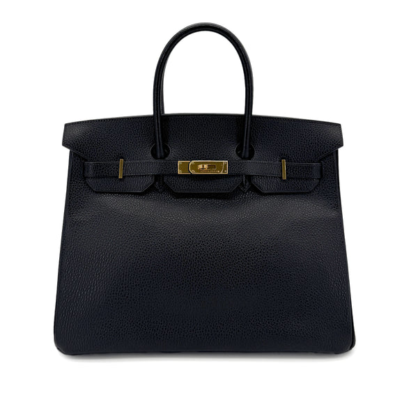 HERMES BIRKIN 35 BLACK VACHE LIEGE HAND BAG □B GHW 90293537 - PURPOSE