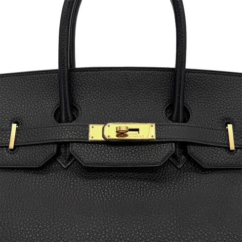 HERMES BIRKIN 35 BLACK VACHE LIEGE HAND BAG □B GHW 90293537 - PURPOSE
