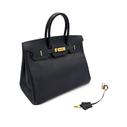 HERMES BIRKIN 35 BLACK VACHE LIEGE HAND BAG □B GHW 90293537 - PURPOSE
