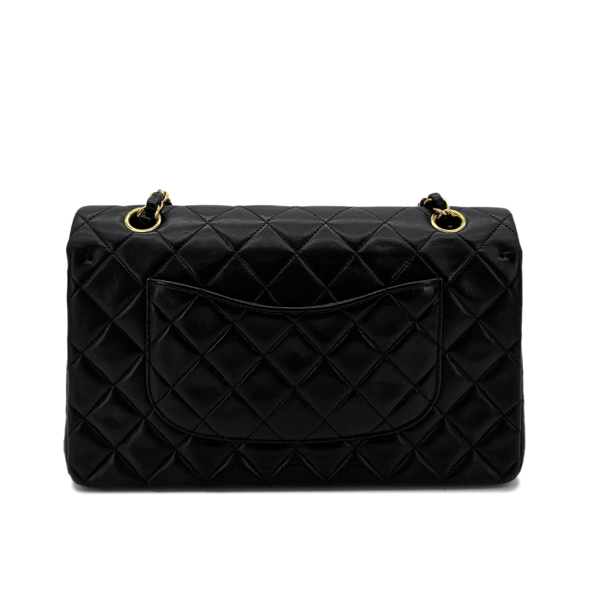 CHANEL VINTAGE CLASSIC FLAP MEDIUM CHAIN SHOULDER BAG BLACK LAMB SKIN 90293545