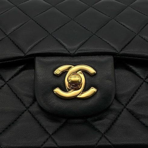 CHANEL VINTAGE CLASSIC FLAP MEDIUM CHAIN SHOULDER BAG BLACK LAMB SKIN 90293545 - PURPOSE