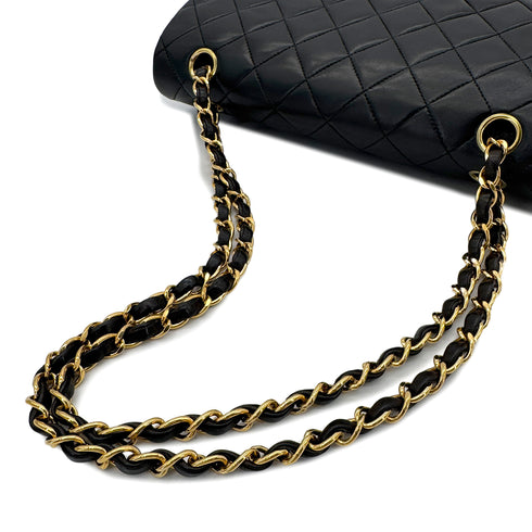 CHANEL VINTAGE CLASSIC FLAP MEDIUM CHAIN SHOULDER BAG BLACK LAMB SKIN 90293545 - PURPOSE