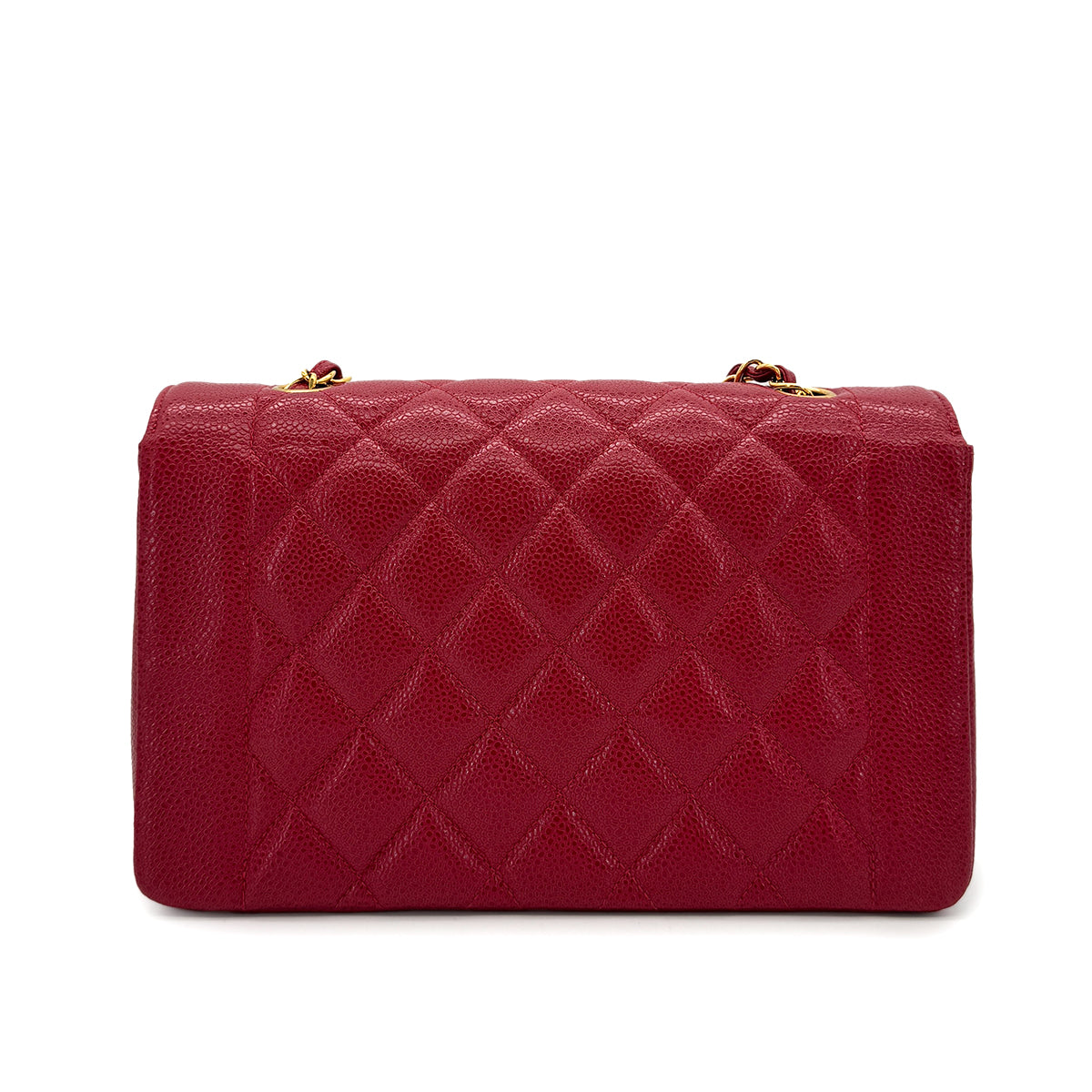 CHANEL VINTAGE DIANA MEDIUM CHAIN SHOULDER BAG RED CAVIAR SKIN 90293549