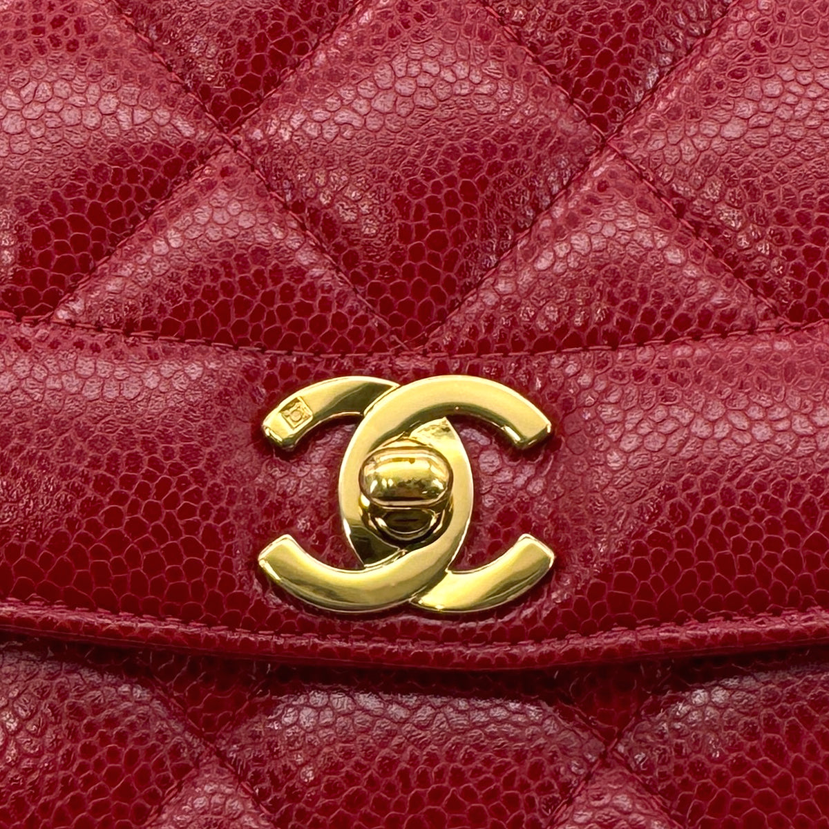 CHANEL VINTAGE DIANA MEDIUM CHAIN SHOULDER BAG RED CAVIAR SKIN 90293549