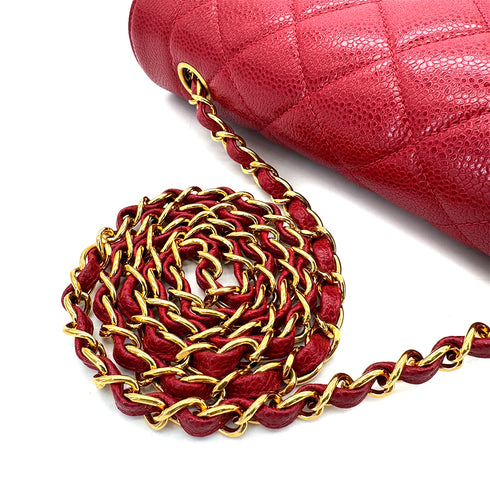 CHANEL VINTAGE DIANA MEDIUM CHAIN SHOULDER BAG RED CAVIAR SKIN 90293549 - PURPOSE