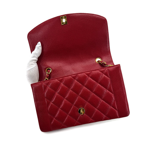 CHANEL VINTAGE DIANA MEDIUM CHAIN SHOULDER BAG RED CAVIAR SKIN 90293549 - PURPOSE