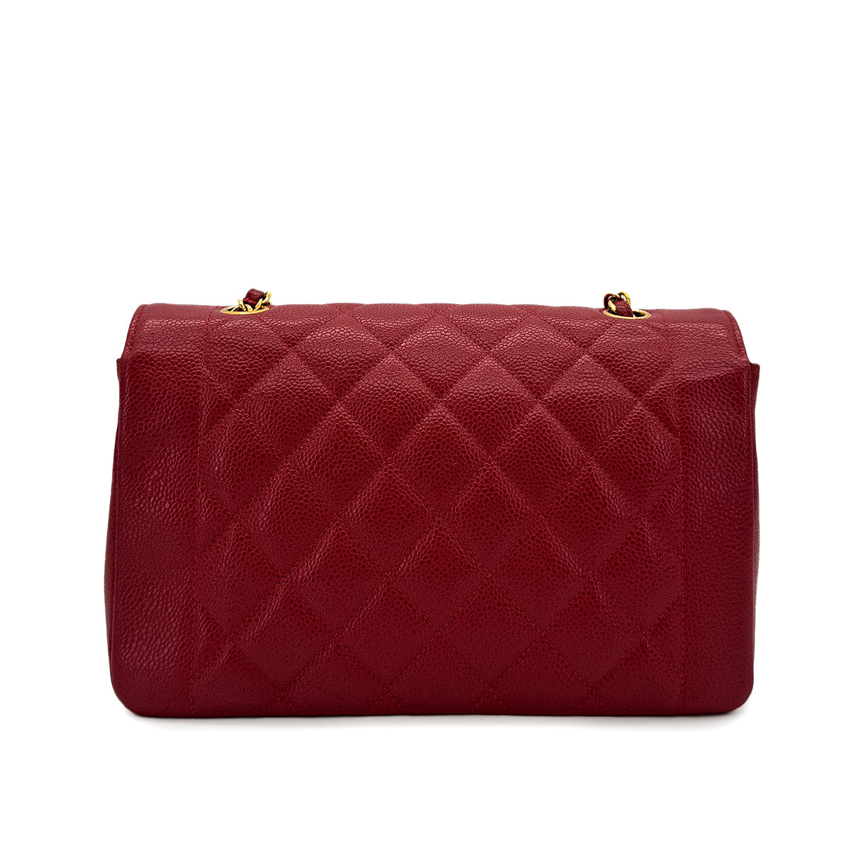 CHANEL VINTAGE DIANA MEDIUM CHAIN SHOULDER BAG RED CAVIAR SKIN 90293550