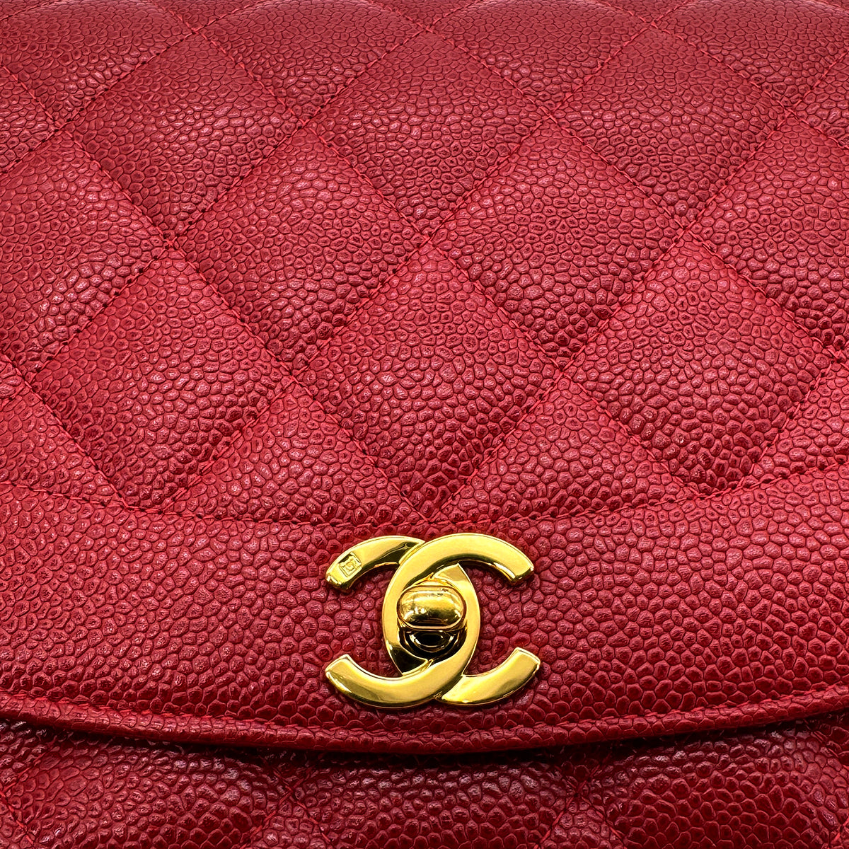 CHANEL VINTAGE DIANA MEDIUM CHAIN SHOULDER BAG RED CAVIAR SKIN 90293550