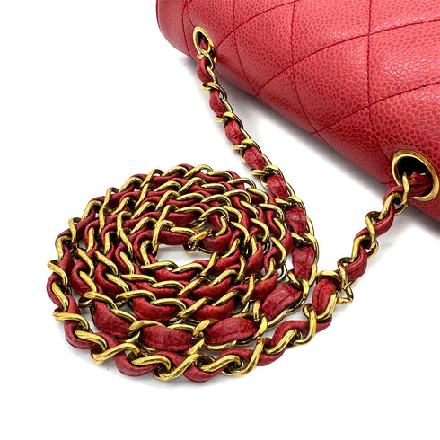 CHANEL VINTAGE DIANA MEDIUM CHAIN SHOULDER BAG RED CAVIAR SKIN 90293550 - PURPOSE