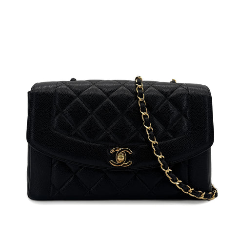 CHANEL VINTAGE MATELASSE CHAIN SHOULDER BAG BLACK CAVIAR SKIN 90293553 - PURPOSE