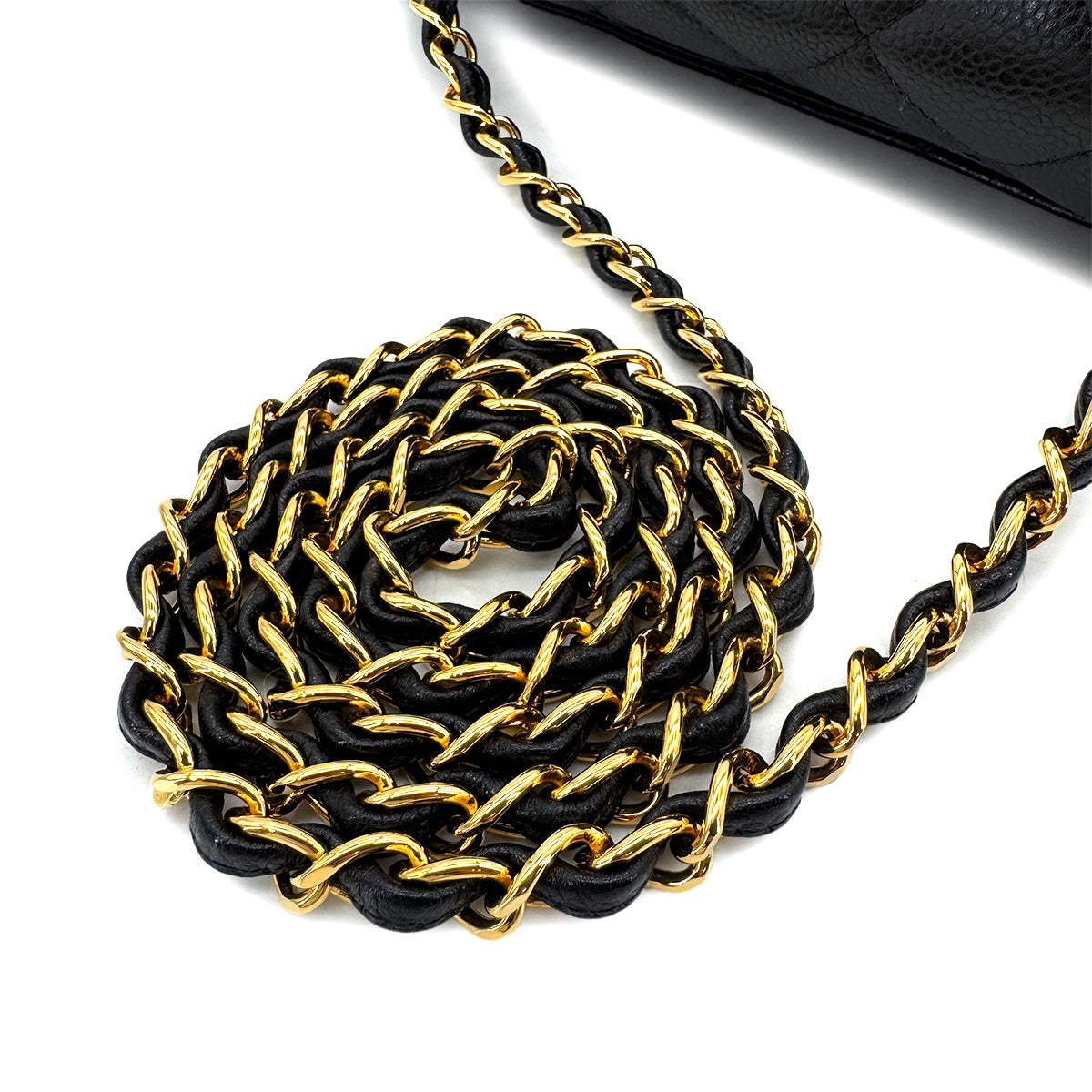 CHANEL VINTAGE MATELASSE CHAIN SHOULDER BAG BLACK CAVIAR SKIN 90293553