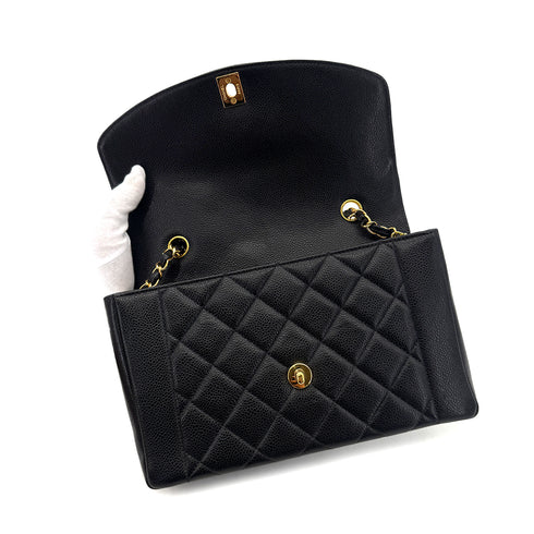 CHANEL VINTAGE MATELASSE CHAIN SHOULDER BAG BLACK CAVIAR SKIN 90293553 - PURPOSE