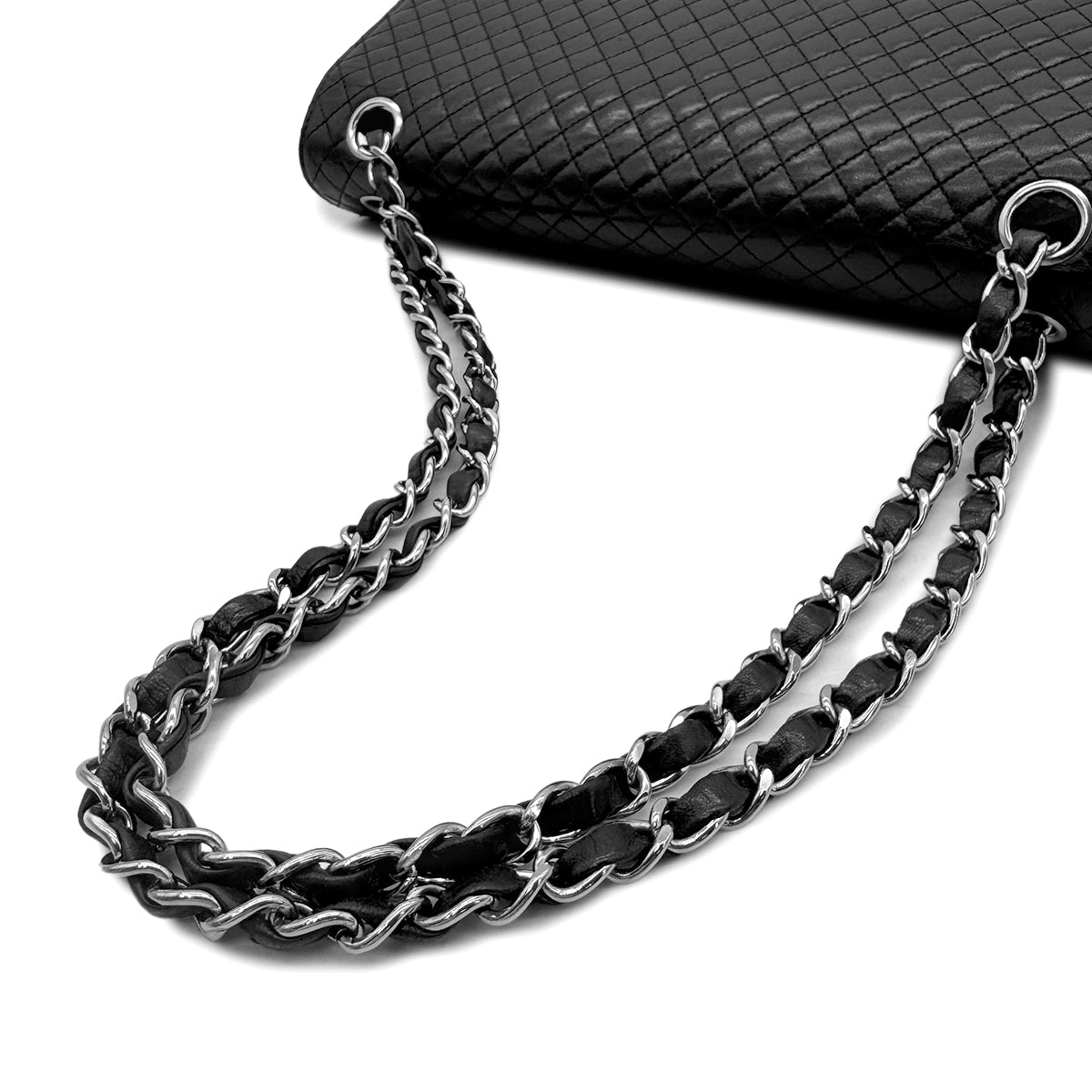 CHANEL VINTAGE MATELASSE CHAIN SHOULDER BAG BLACK LAMB SKIN 90293555