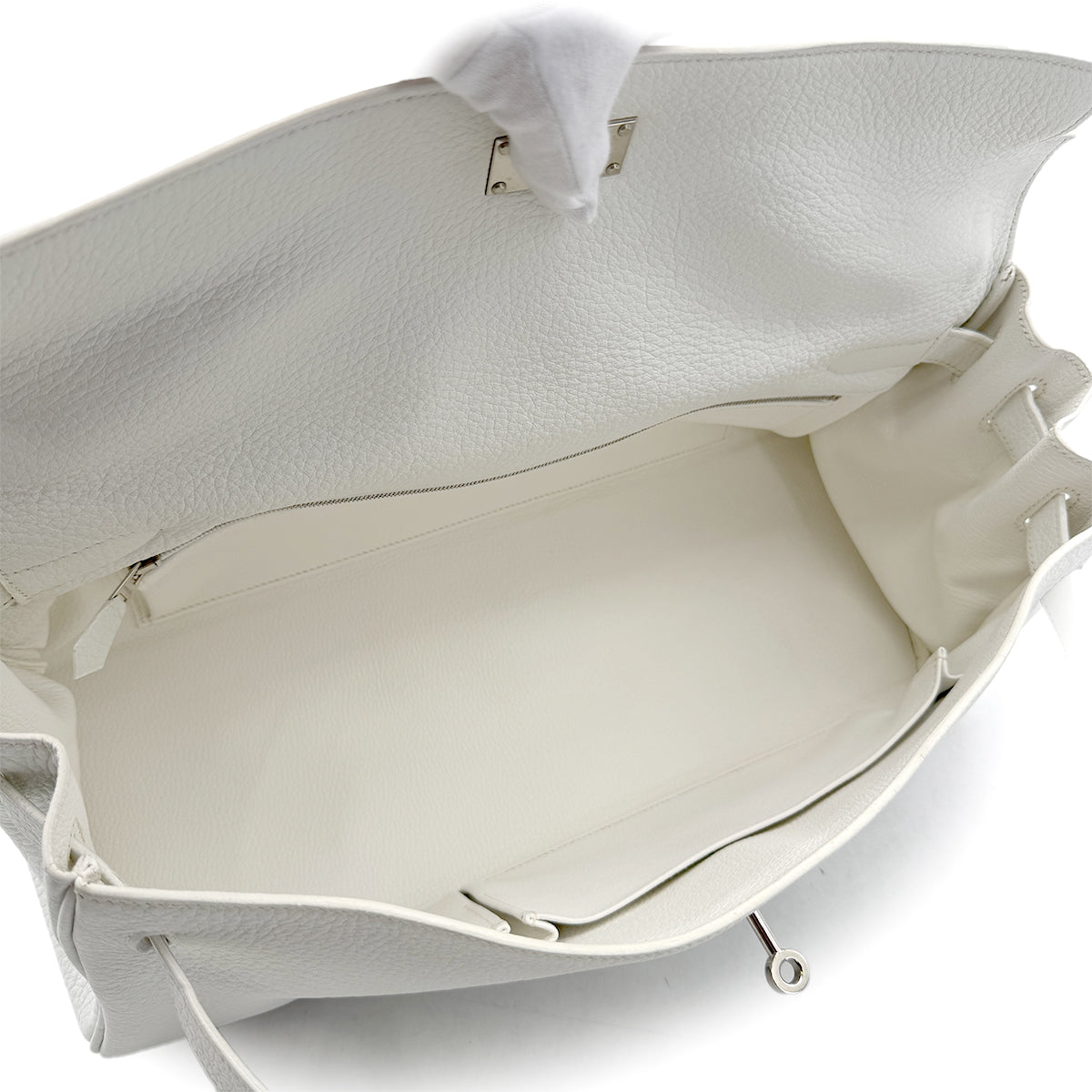 HERMES SHOULDER KELLY 42 WHITE TAURILLON CLEMENCE HAND BAG □L SHW 90293698