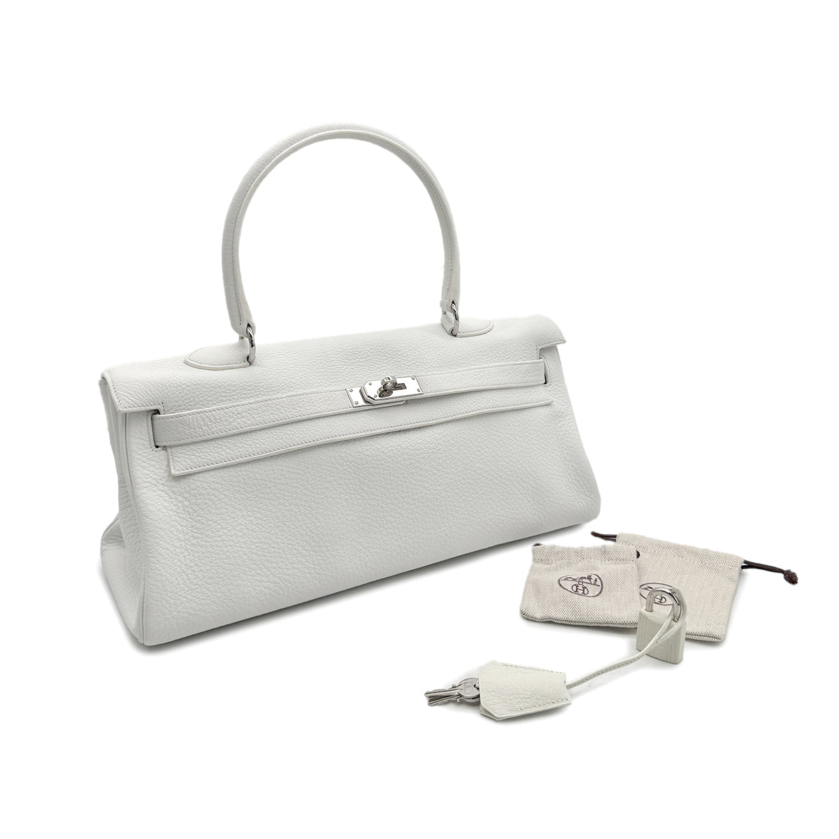 HERMES SHOULDER KELLY 42 WHITE TAURILLON CLEMENCE HAND BAG □L SHW 90293698