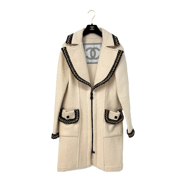 CHANEL 2006 SPORTS LINE COCO BUTTON ZIP COAT WHITE WOOL 40 06A RTW 90293699