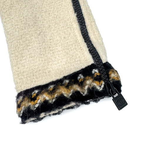 CHANEL 2006 SPORTS LINE COCO BUTTON ZIP COAT WHITE WOOL 40 06A RTW 90293699