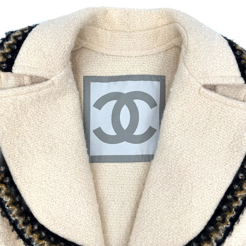 CHANEL 2006 SPORTS LINE COCO BUTTON ZIP COAT WHITE WOOL 40 06A RTW 90293699