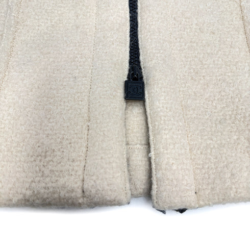 CHANEL 2006 SPORTS LINE COCO BUTTON ZIP COAT WHITE WOOL 40 06A RTW 90293699
