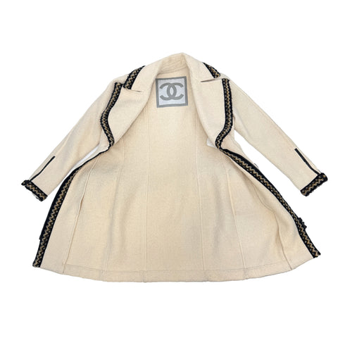 CHANEL 2006 SPORTS LINE COCO BUTTON ZIP COAT WHITE WOOL 40 06A RTW 90293699