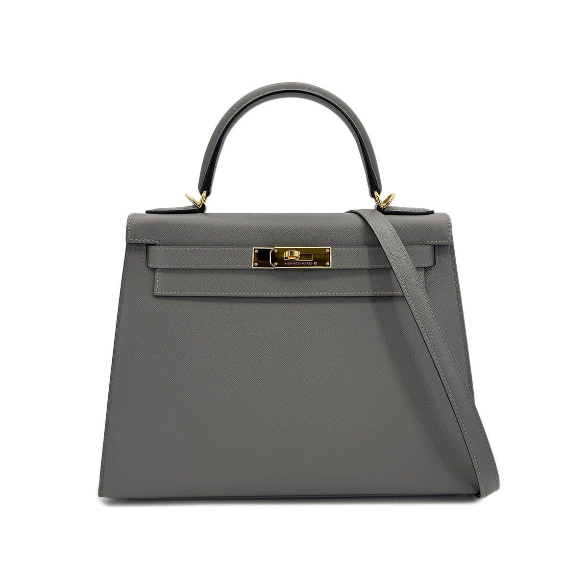 HERMES KELLY 28 SELLIER GRIS MEYER VEAU MADAME HAND SHOULDER BAG W GHW 90294137