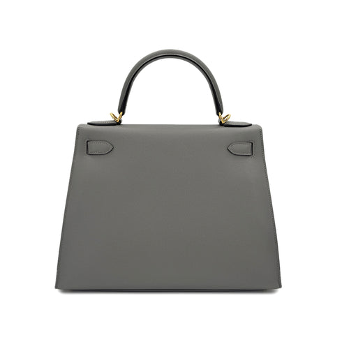 HERMES KELLY 28 SELLIER GRIS MEYER VEAU MADAME HAND SHOULDER BAG W GHW 90294137 - PURPOSE